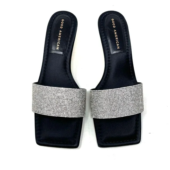 Good American Kickstand Slide Sandal Mules Black Diamond Size 8.5 GA117KD - Picture 9 of 12
